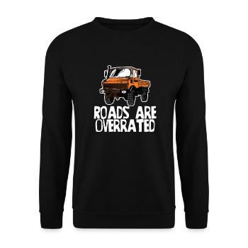 Les routes sont surestimées - Unimog - Offroad - Oldtimer - Sweat-shirt Unisexe - noir - Devant - Alina (178cm) & Michal (187cm)