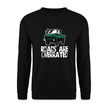 Les routes sont surestimées - Unimog - Offroad - Oldtimer - Sweat-shirt Unisexe - noir - Devant - Alina (178cm) & Michal (187cm)