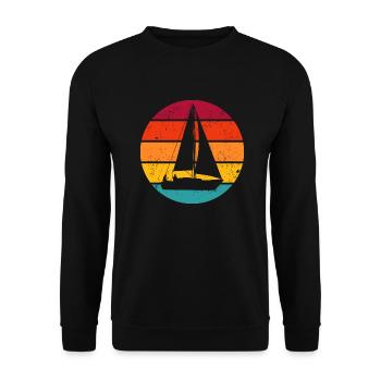 Segeln Vintage Sailing Segler Segelboot Segel - Unisex Pullover - Schwarz - Vorne - Alina (178cm) & Michal (187cm)