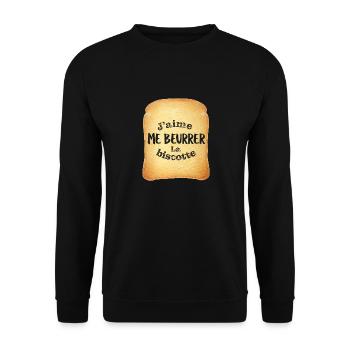 J'aime me beurrer la biscotte - Sweat-shirt Unisexe - noir - Devant - Alina (178cm) & Michal (187cm)