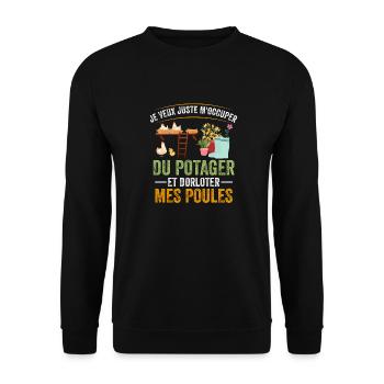 M'occuper Du Potager Et Des Poules Humour Cadeau - Sweat-shirt Unisexe - noir - Devant - Alina (178cm) & Michal (187cm)