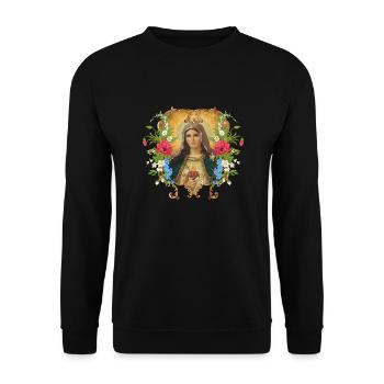 Jungfrau Maria Stechpalme Maria - Unisex Pullover - Schwarz - Vorne - Alina (178cm) & Michal (187cm)