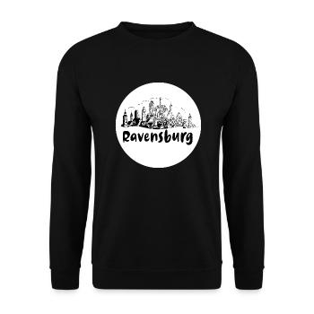 ravensburg, skyline, cercle, coupe de ciseaux, blanc - Sweat-shirt Unisexe - noir - Devant - Alina (178cm) & Michal (187cm)
