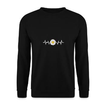 Flower Daisy Heartbeat - Unisex Sweatshirt - black - Front - Alina (178cm) & Michal (187cm)