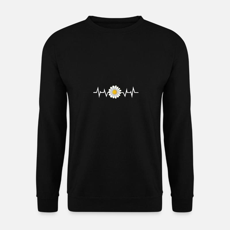 Blumen Gänseblümchen Herzschlag - Unisex Pullover - Schwarz