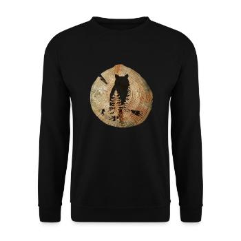 Tree Disc Owl - Unisex Sweatshirt - black - Front - Alina (178cm) & Michal (187cm)