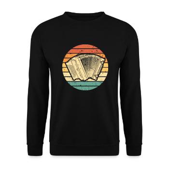 Retro Ziehharmonika, Steirische Harmonika Quetschn - Unisex Pullover - Schwarz - Vorne - Alina (178cm) & Michal (187cm)