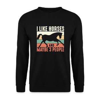 I Like Horses And Maybe 3 People Horses Horse Ride - Unisex Pullover - Schwarz - Vorne - Alina (178cm) & Michal (187cm)