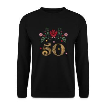 50 ans! Oui, puissiez-vous vivre! - Sweat-shirt Unisexe - noir - Devant - Alina (178cm) & Michal (187cm)