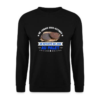 un retraité qui joue au palet - Sweat-shirt Unisexe - noir - Devant - Alina (178cm) & Michal (187cm)