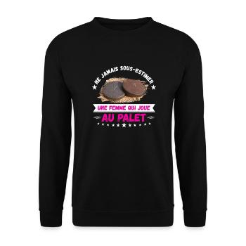 une femme qui joue au palet - Sweat-shirt Unisexe - noir - Devant - Alina (178cm) & Michal (187cm)