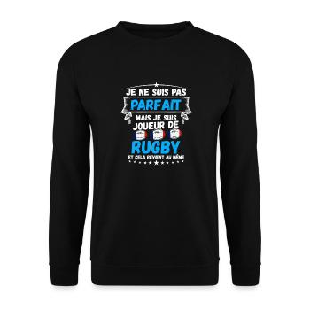 pas parfait mais je suis joueur de rugby - Sweat-shirt Unisexe - noir - Devant - Alina (178cm) & Michal (187cm)