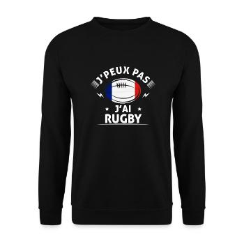 J'peux pas j'ai rugby - Sweat-shirt Unisexe - noir - Devant - Alina (178cm) & Michal (187cm)