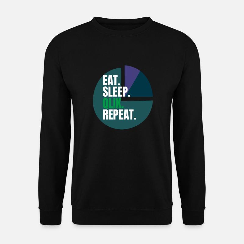 Eat Sleep Qlik Repeat - Unisex Pullover - Schwarz