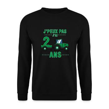 Enfant Tracteur Cadeau 2 ans Anniversaire ferme - Sweat-shirt Unisexe - noir - Devant - Alina (178cm) & Michal (187cm)