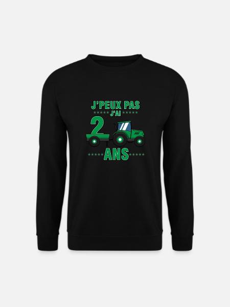 Enfant Tracteur Cadeau 2 ans Anniversaire ferme - Sweat-shirt Unisexe - noir