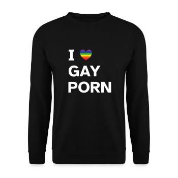 I Love Gay Porn | Humor | Pride - Unisex Pullover - Schwarz - Vorne - Alina (178cm) & Michal (187cm)