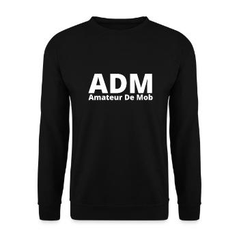 ADM Amateur De Mob. Moped Geschenk - Unisex Pullover - Schwarz - Vorne - Alina (178cm) & Michal (187cm)