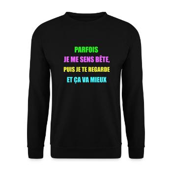 Humour bête - Sweat-shirt Unisexe - noir - Devant - Alina (178cm) & Michal (187cm)