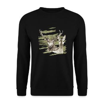 Deer and doe - Unisex Sweatshirt - black - Front - Alina (178cm) & Michal (187cm)