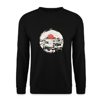Camping - Unimog - Aventure - Oldtimer - Sweat-shirt Unisexe - noir - Devant - Alina (178cm) & Michal (187cm)