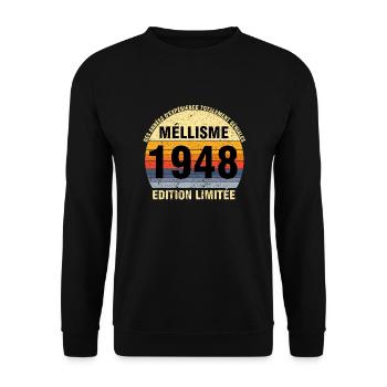 Millésime 1948 Cadeau Anniversaire vintage 1948 - Sweat-shirt Unisexe - noir - Devant - Alina (178cm) & Michal (187cm)