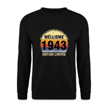 Millésime 1943 Cadeau Anniversaire vintage 1943 - Sweat-shirt Unisexe - noir - Devant - Alina (178cm) & Michal (187cm)
