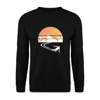 Skier ski retro mountains gift Ski Carving - Unisex Sweatshirt - black - Front - Alina (178cm) & Michal (187cm)