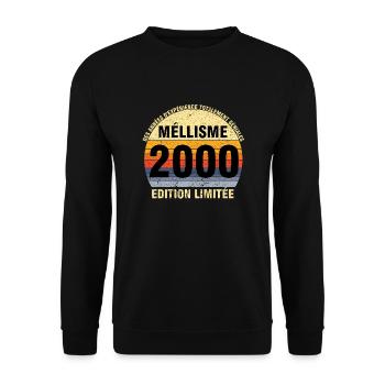 Millésime 2000 Cadeau Anniversaire vintage 2000 - Sweat-shirt Unisexe - noir - Devant - Alina (178cm) & Michal (187cm)