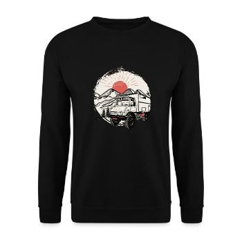 Camping - Unimog - Aventure - Oldtimer - Sweat-shirt Unisexe - noir - Devant - Alina (178cm) & Michal (187cm)