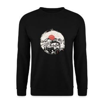 Camping - Unimog - Aventure - Oldtimer - Sweat-shirt Unisexe - noir - Devant - Alina (178cm) & Michal (187cm)