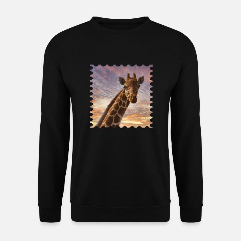 Giraffe im Sonnenuntergang - Unisex Pullover - Schwarz