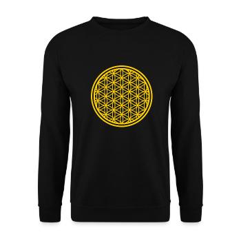 Flower of Life Flower of Life - Yoga yellow gold - Unisex Sweatshirt - black - Front - Alina (178cm) & Michal (187cm)