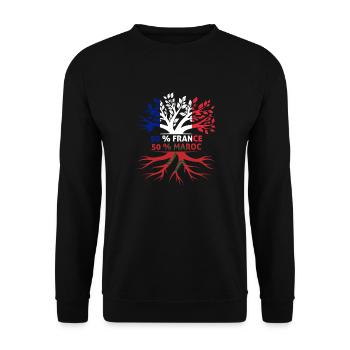 France 50% Maroc 50% franco-marocain - Sweat-shirt Unisexe - noir - Devant - Alina (178cm) & Michal (187cm)