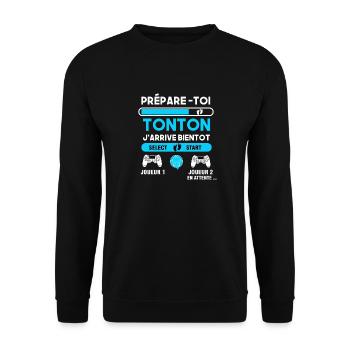 Futur Tonton Gamer Cadeau tonton j'arrive - Sweat-shirt Unisexe - noir - Devant - Alina (178cm) & Michal (187cm)