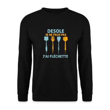 desole je ne peux pas j'ai fléchette humour cadeau - Sweat-shirt Unisexe - noir - Devant - Alina (178cm) & Michal (187cm)