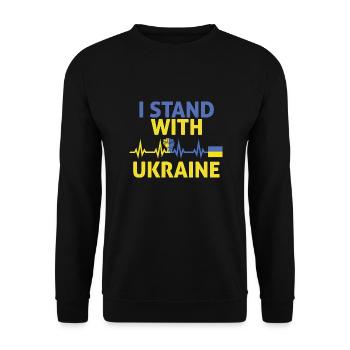 ich stehe mit ukraine glag - Unisex Pullover - Schwarz - Vorne - Alina (178cm) & Michal (187cm)