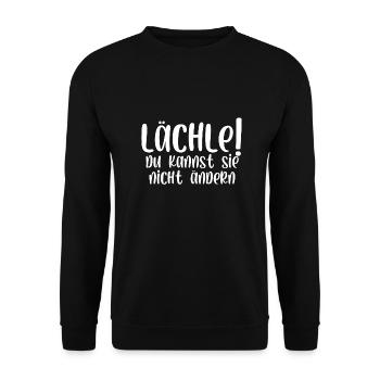 Lächle du kannst sie nicht ändern - Unisex Pullover - Schwarz - Vorne - Alina (178cm) & Michal (187cm)
