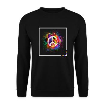 Harmonie Peace Symbol Hippie Frieden Freiheit Lieb - Unisex Pullover - Schwarz - Vorne - Alina (178cm) & Michal (187cm)