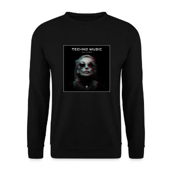 Techno Musik glitch - Unisex Pullover - Schwarz - Vorne - Alina (178cm) & Michal (187cm)