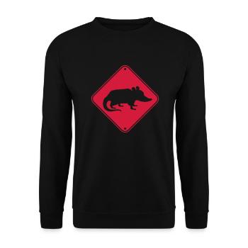 Schild Gefahr Opossum - Unisex Pullover - Schwarz - Vorne - Alina (178cm) & Michal (187cm)