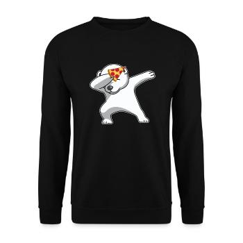 dab dabbing polar bear pizza fun gift bear polar - Unisex Sweatshirt - black - Front - Alina (178cm) & Michal (187cm)