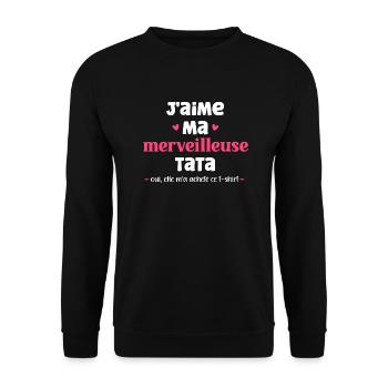 J'AIME MA tata - Sweat-shirt Unisexe - noir - Devant - Alina (178cm) & Michal (187cm)