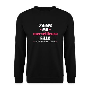 J'AIME MA super FILLE - Sweat-shirt Unisexe - noir - Devant - Alina (178cm) & Michal (187cm)