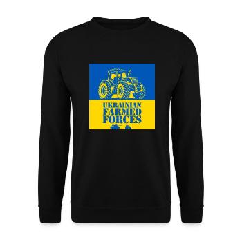 Ukrainische Farmtruppen - Stehen Sie an der Seite der Ukraine - Unisex Pullover - Schwarz - Vorne - Alina (178cm) & Michal (187cm)