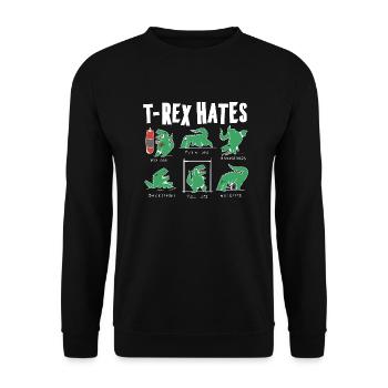 Lustiges T Rex Hates Boxing, Push UP, Pull ups - Unisex Pullover - Schwarz - Vorne - Alina (178cm) & Michal (187cm)