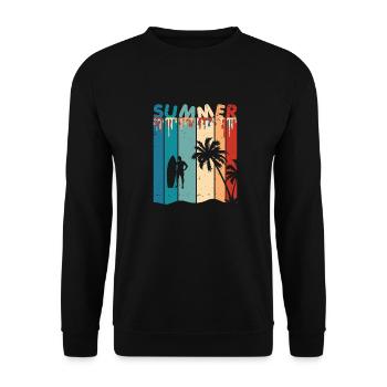 Summer Summer Palm Trees Surfing Retro Vintage - Unisex Sweatshirt - black - Front - Alina (178cm) & Michal (187cm)
