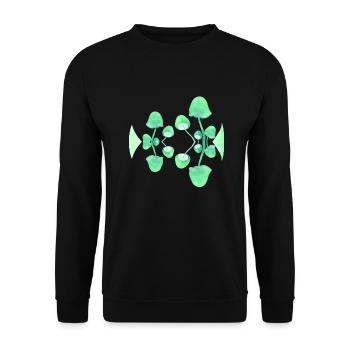Pilz Fluoreszierende Farbe Grüner Spiegel - Unisex Pullover - Schwarz - Vorne - Alina (178cm) & Michal (187cm)