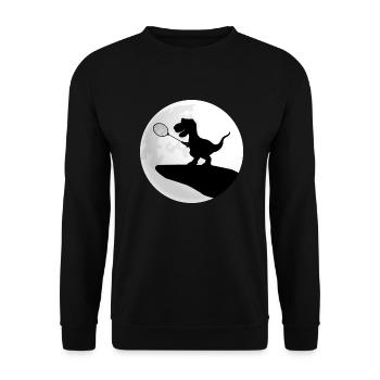badminton dino plays badminton in the moonlight - Unisex Sweatshirt - black - Front - Alina (178cm) & Michal (187cm)