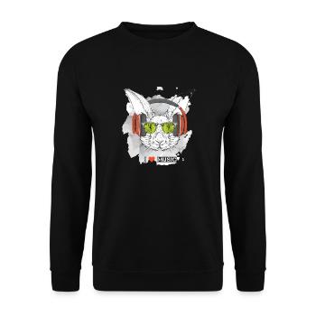Lapin Lunette Casque Musique I love music - Sweat-shirt Unisexe - noir - Devant - Alina (178cm) & Michal (187cm)